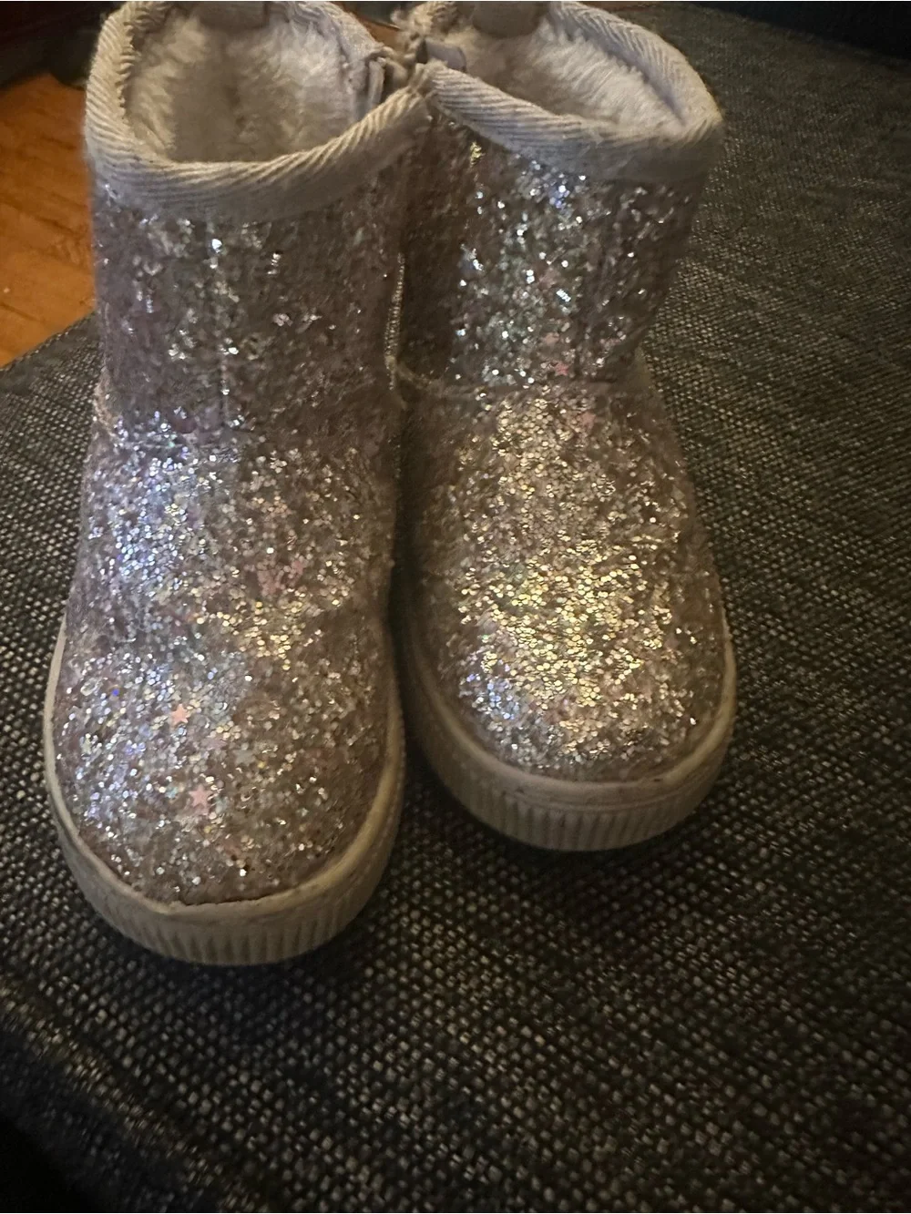 Cat & Jack Kids Glitter Booties in Gold Sparkle